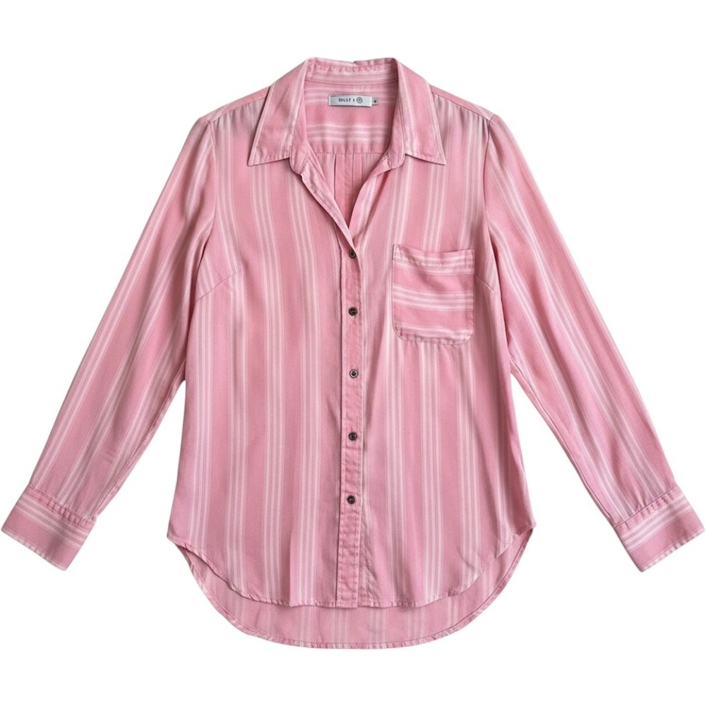 Billy T Pink Striped 100% Lyocell Button Down Shirt Blouse Women's Medium